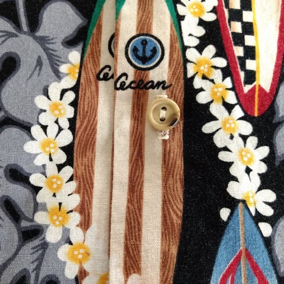 RJC Vintage Shirt Men's XL Multicolor Surf Boards Floral Button Hawaiian Pocket - Picture 5 of 12